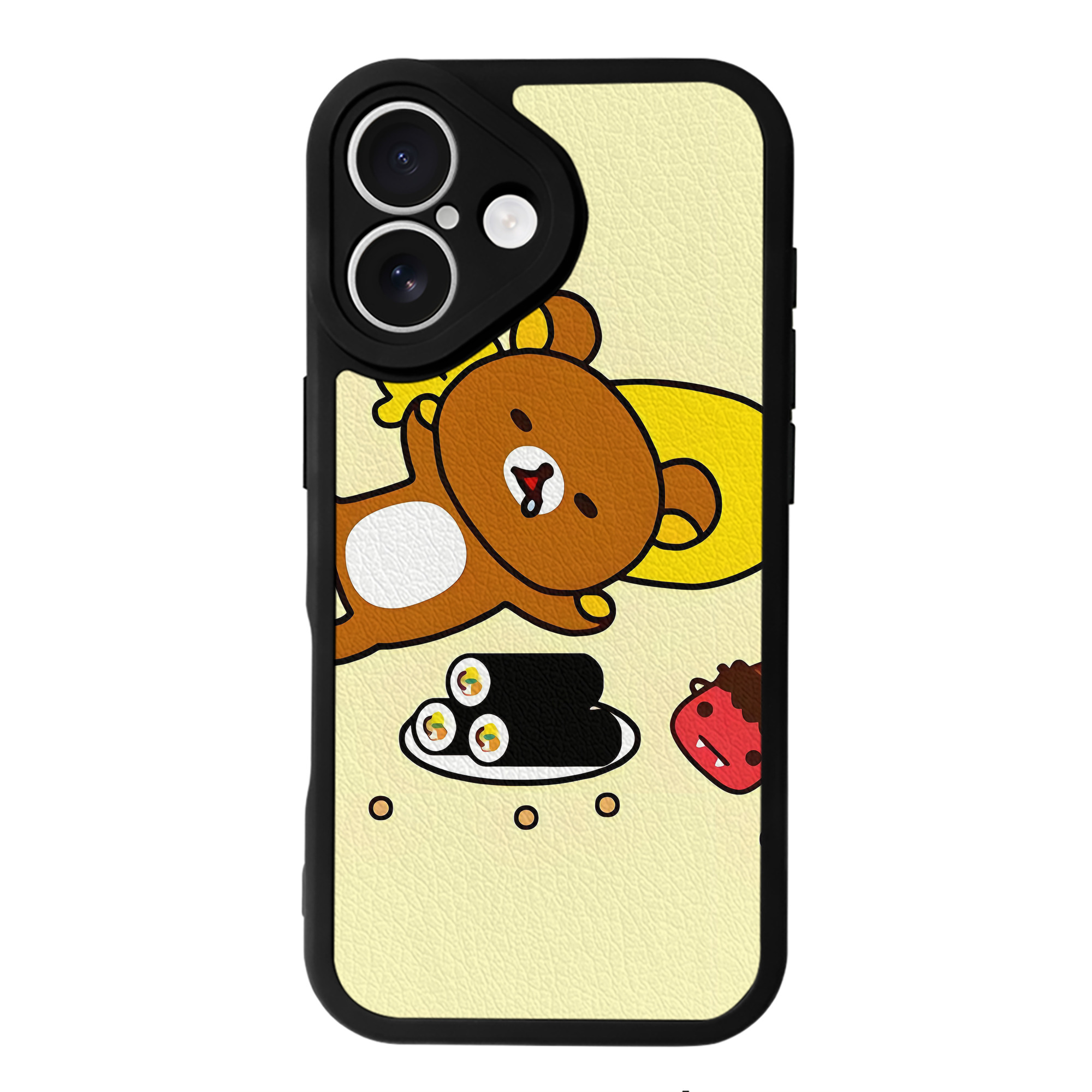 （画像用） リラックマ リラックマ キイロイトリ Rilakkuma Korilakkuma Kiiroitori 【iPhone 16シリーズ対応】シリコンスマホケース（レザー調） 材質：シリコン